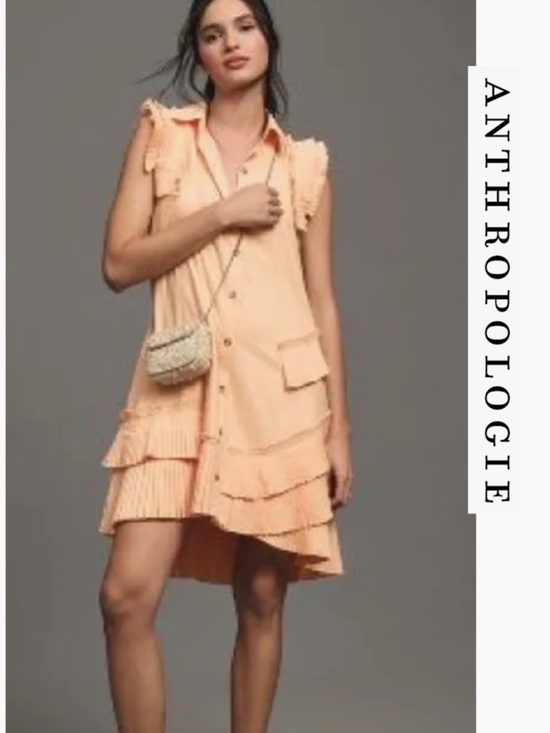 By Anthropologie Dresses & Skirts - Anthropologie Peach Pleated Sun Dress, M, GP1547